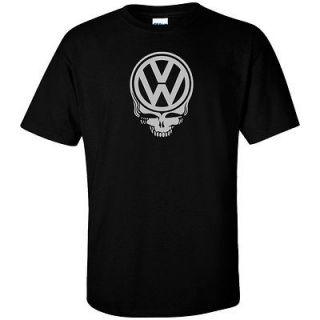 VW Volkswagen Skull Black Shirt Beetle Hippie Van Bug Cool T Shirt New