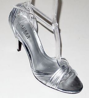   RALPH LAUREN SUPER SEXY STRAPPED SILVER ASTOR SHOE SEE PIC SIZE 9