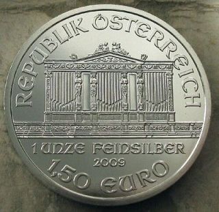 2009 AUSTRIA PHILHARMONIKER 1 OZ PURE SILVER COIN.. GEM BU