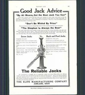   Car Ad 1909 Automobile Hoyt Instrument Guages Elite Jack Ashland Ohio