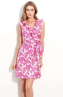 NWT Kate Spade Aubrey Ruffled Wrap Dress Pink Japanese Flowers Silk $ 