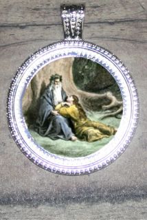 MERLIN & VIVIAN wizard Camelot Art Large Ornament Frame Pendant for 