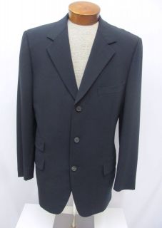 TOM FORD GUCCI SPORT COAT JACKET NAVY 3 FRONT BUTTON WOOL ELASTAN 54 