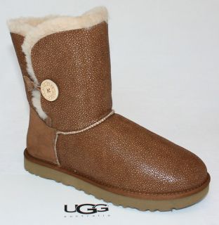 UGG Bailey Button Stingray Boots Chestnut   Sparkle   Womens Size US 