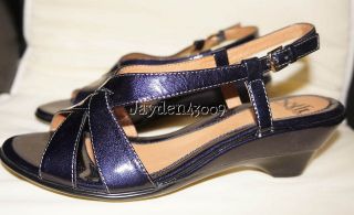 SOFFT ANDREA WEDGE HEEL NAVY PATENT WOMENS SHOES SIZE 8M NEW