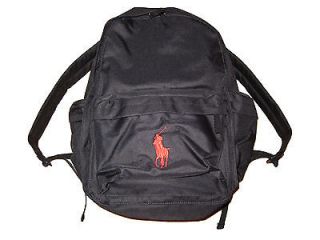Polo Ralph Lauren Black Red Big Pony Backpack Campus MP3 School Book 