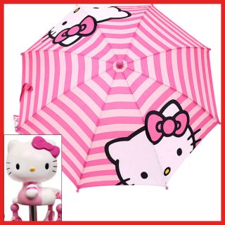 Sarino Hello Kitty Kids Umbrella   Pink Stripe with Pink Bow Figure 