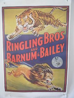   TIGER and LION RINGLING BROS/ BARNUM Barnum & Bailey Circus Poster