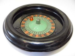 Vintage Used Metal Plastic ES Lowe Gambling Casino Game Small Roulette 