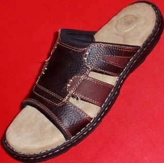 NEW Mens CROFT & BARROW CLYDE Brown Slides Flip Flops Casual Sandals 
