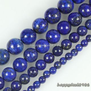 Natural Lapis Lazuli Gemstone Round Ball Loose Beads 15.5 4mm,6mm,8mm 