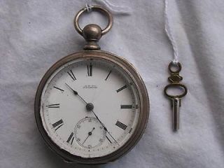 Waltham P S Bartlett 18s 11j Key Wind Coin Silver Pocket Watch
