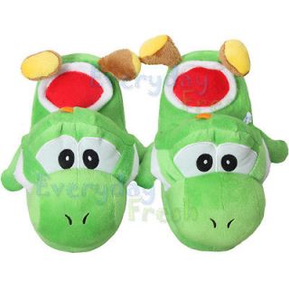 NEW Super Mario Bros Cute Yoshi Kids Plush Slipper Slippers Home Shoes 