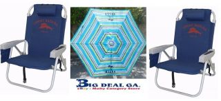   Bahama Backpack Cooler Beach Chairs Blue+7 Colorful Beach Umbrella