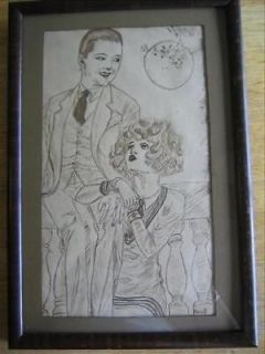 Pen and Ink Drawing Jazz Age c. 1925, Signed Beall