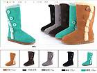   Warm Snow Boots Leather cowhide Shoes wood button bearpaw colors