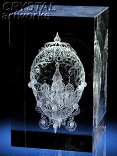 FABERGE EGG w St. Basil Cathedral 3D Laser Crystal