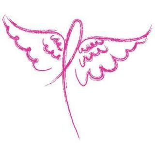 Breast Cancer   Angel Ribbon   Womens or Juniors T Shirt   Pnk, Blk 