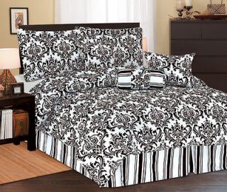 7Pc Full Beverly Microfiber Bedding Comforter Set Black