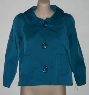 Vertigo Paris womens bcbg turquoise crop coat jacket top 3/4 sleeves $ 