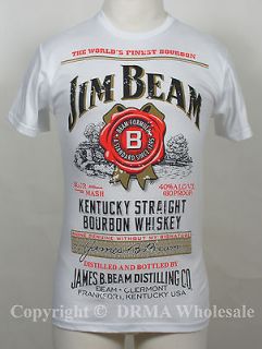 Authentic JIM BEAM WHISKEY Big Logo Slim Fit Alcohol T Shirt S M L XL 