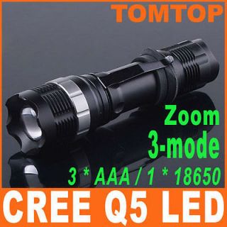   Chargeable LED Adjustable Waterproof Focus Beam Flashlight Torch Black