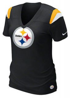 Pittsburgh Steelers Womens Fashion V Neck T Shirt + Jewelry Gift Set