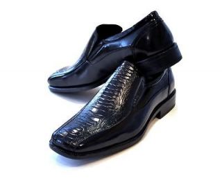 Black Dress Shoe Slip On Alligator Crocodile Men