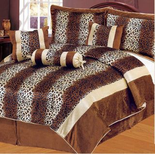 11Pcs King Leopard Brown Micro Fur Bed in a Bag Set
