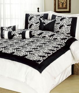 Queen Duvet Covers Bedding Sets 5Pc White Leopard Design Bed Linens 