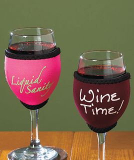 Glovie Wine Glass Insulator Koozie Set of 2 Wine Time 