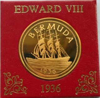 Bermuda 1936 Sailship Edward VIII Crown Coin,Proof