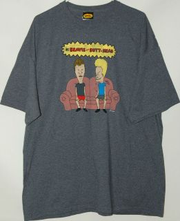 Beavis and Butthead on the Couch gray T Shirt tee MTV Mike Judge