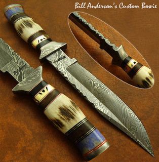Hand Made By Bill Anderson  1 OF A KIND CUSTOM DAMASCUS BOWIE KNIFE 