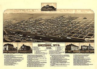 1882 City View of Cheyenne, Wyoming Survey MAP, Beautiful, NIce 