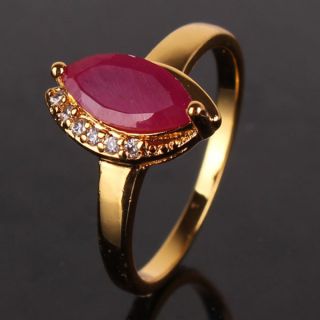 July birthstone 24K gold filled Marquise ruby fashion fancy ring 7(US 