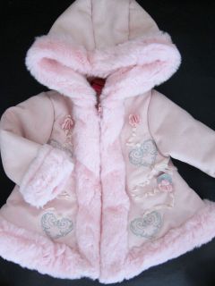 NWT Authentic Kate Mack Girls/Toddler Hoodie Winter Fur Coat Light 