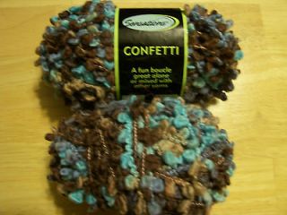 Skeins Sensations Confetti Boucle Yarn BLUE BROWN #601 Wool Blend