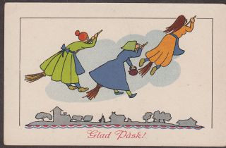 X3298 Art Deco Group of Swedish Easter Witches, Teapot,