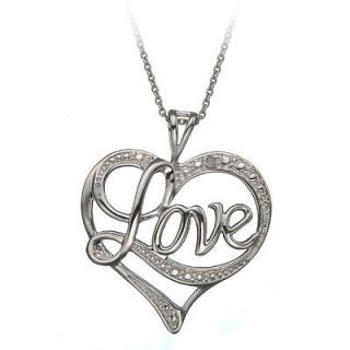   Silver Love Heart Pendant with 10 Genuine Diamonds + 18 Necklace