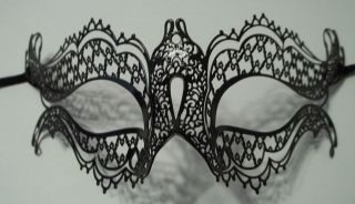 Black Diamond Laser Cut Venetian Mask Masquerade Ball Halloween Metal 