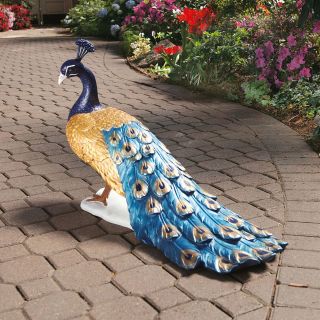 European Elegance Feathers Royal Peacock Home Garden Gallery Statue 