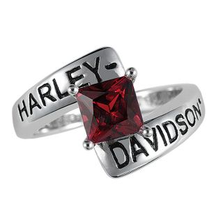    Davidso​n Silver Crossroads Birthstone Ring   January Garnet   NEW