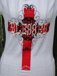 RANCH ROYALTY BLESSED WHITE/RED RHINESTONE CROSS SHIRT
