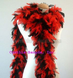   Red/Black Mixture Chandelle feather boa boas, A+++ cynthias feathers
