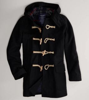 NEW Ladies AMERICAN EAGLE Black Hooded Duffle Coat Parka Jacket Sz.XS