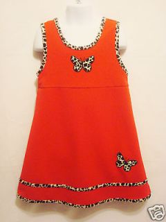 Bonnie Jean Girls Leopard Print Red Jumper Dress Thanksgiving 