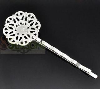 30 Silver Plated Flower Bobby Pins Hair Clips 6x2.1cm