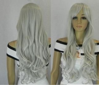 314 charming silver gray long curly cosplay wig