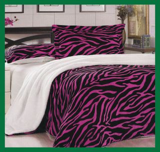 Pcs Zebra Soft Coral Fleece Borrego Throw Blanket Full/Queen Pink 